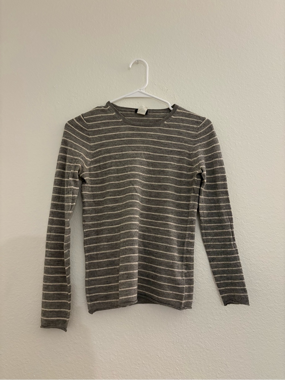 J.Crew Grey 100% Merino Wool Striped Long Sleeve Shirt